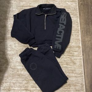 Set Active sweats + half zip in Onyx (small)
